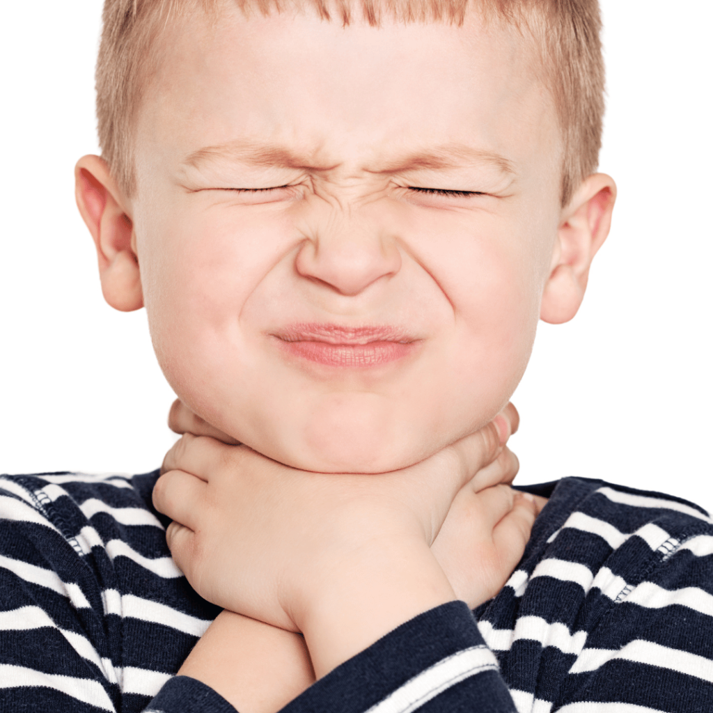 Criança com dor de garganta